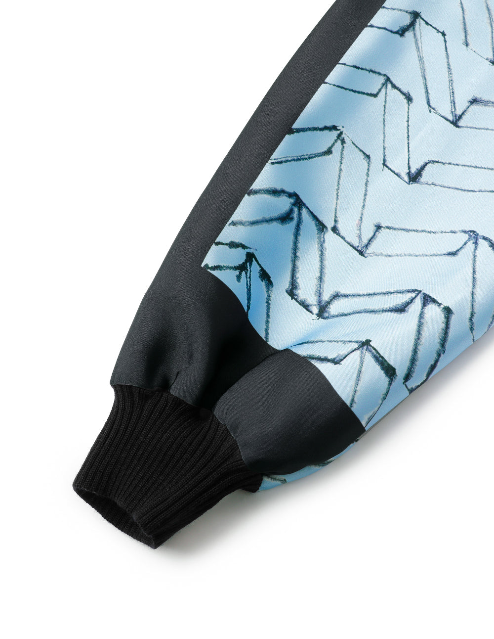 MARYLING High-Neck Shoulder-Cutout Puff-Sleeve Printed Patchwork Knitted Midi Dress