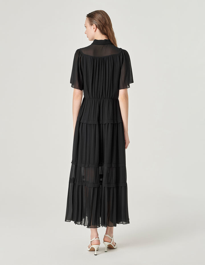 MARYLING Pleated Hem Shirt Dress