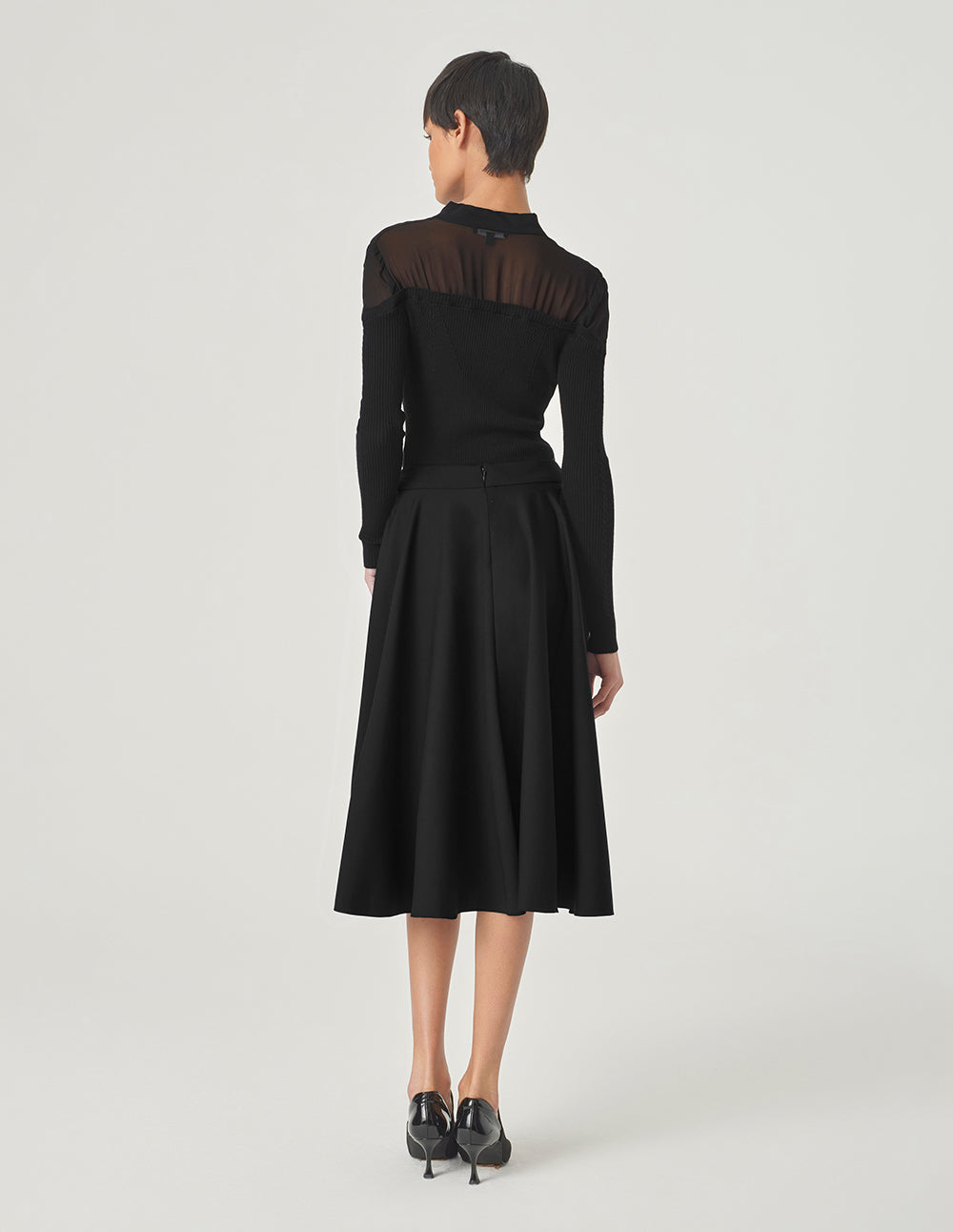 MARYLING Black Knit Woven Top Strappy Top