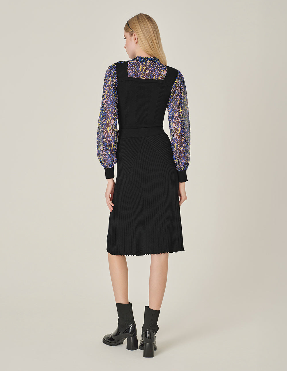 MARYLING Black Knee-Length Trumpet Knitted Skirt