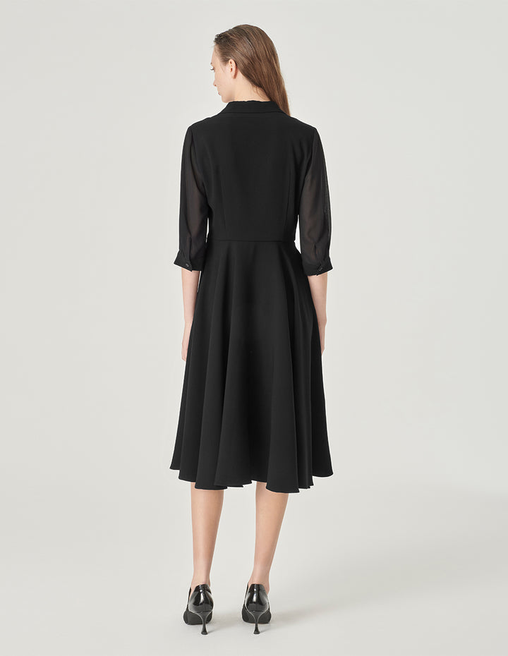 MARYLING V-Neck Mid-Sleeve A-Hem Skirt