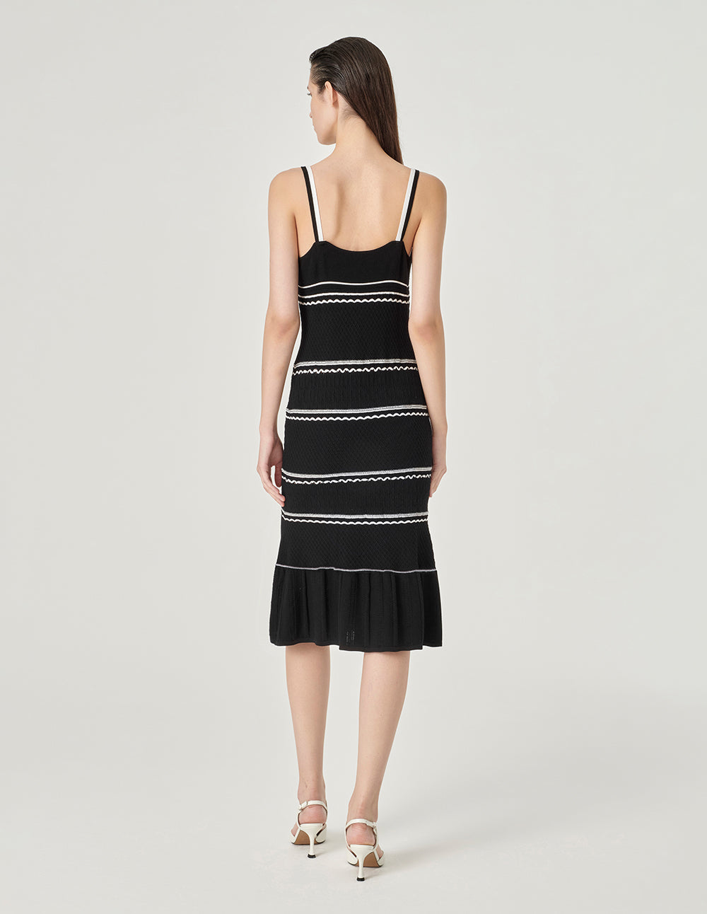 MARYLING Contrast Colour Suspender Knitted Slip Dress