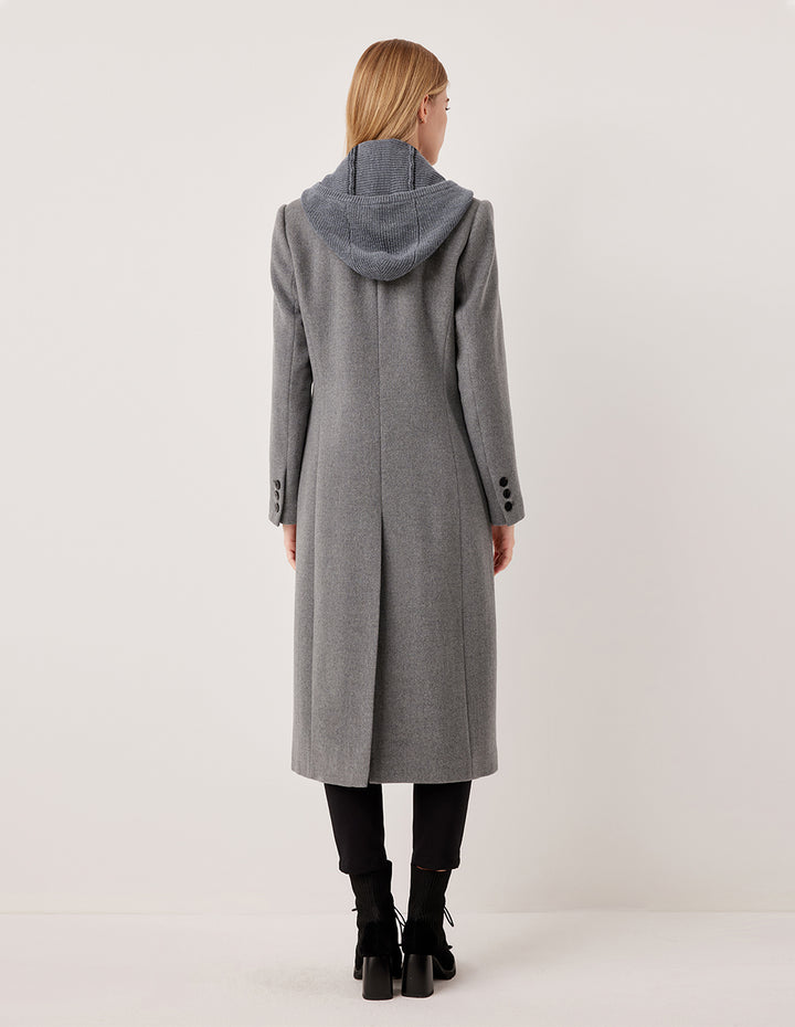 MARYLING Wool Knit Hooded Cape Shawl