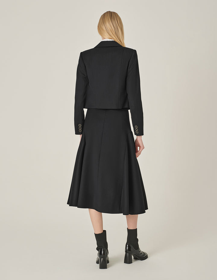 MARYLING Black Curved Split Skirt