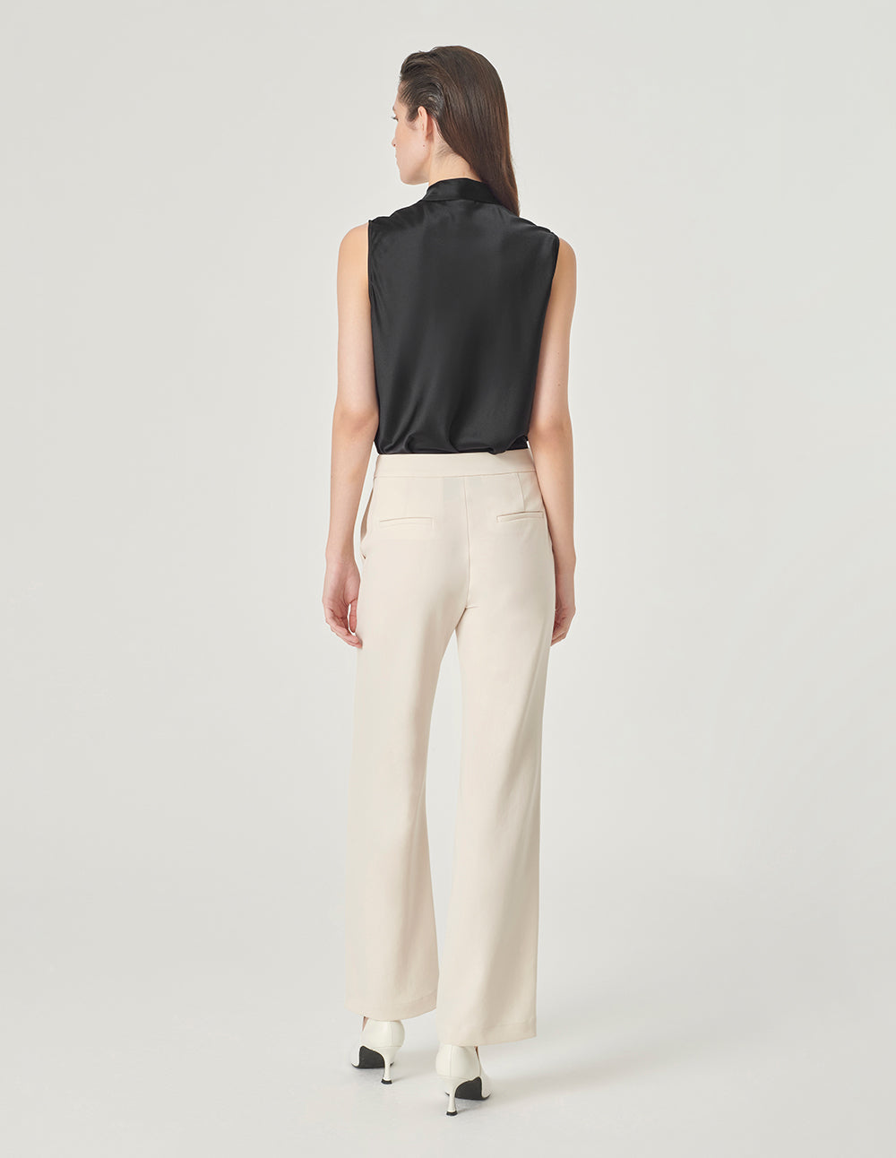 MARYLING V-Neck Silk Vest With Ruffles Chest