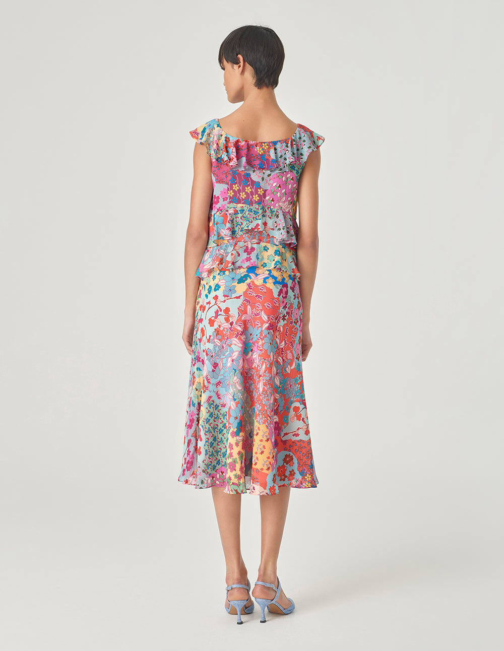 MARYLING Square Neck Ruffled Printed Top