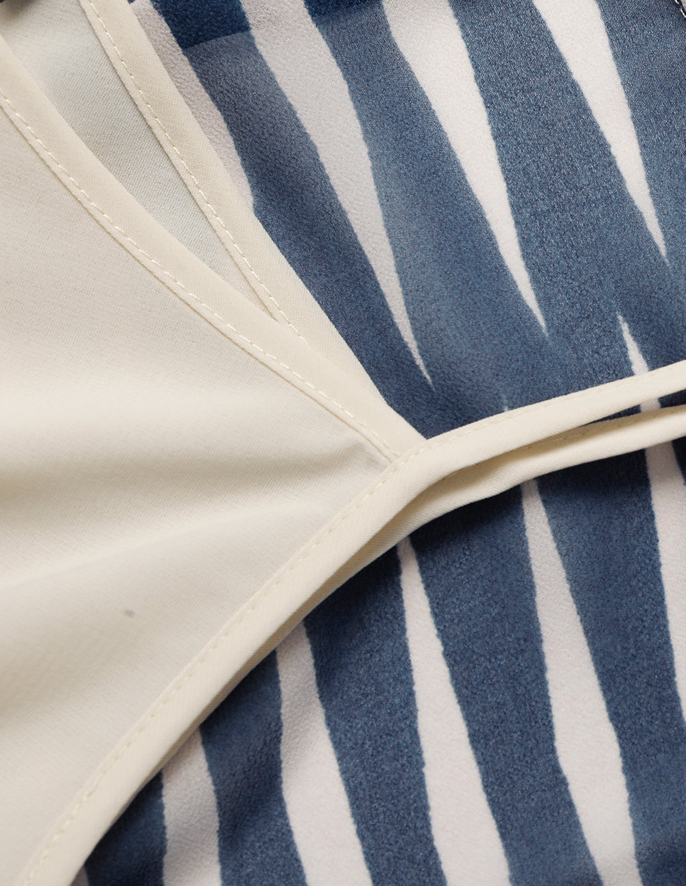 MARYLING Long Sleeve Silk Striped Print Blouse