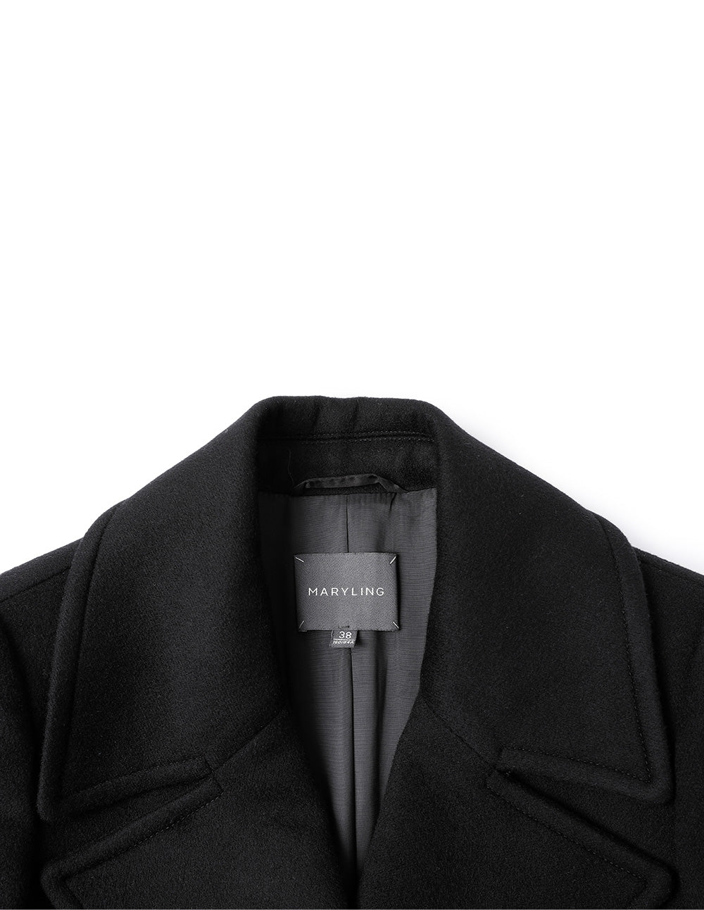 MARYLING Wide-Shouldered Double-Breasted Long Coat