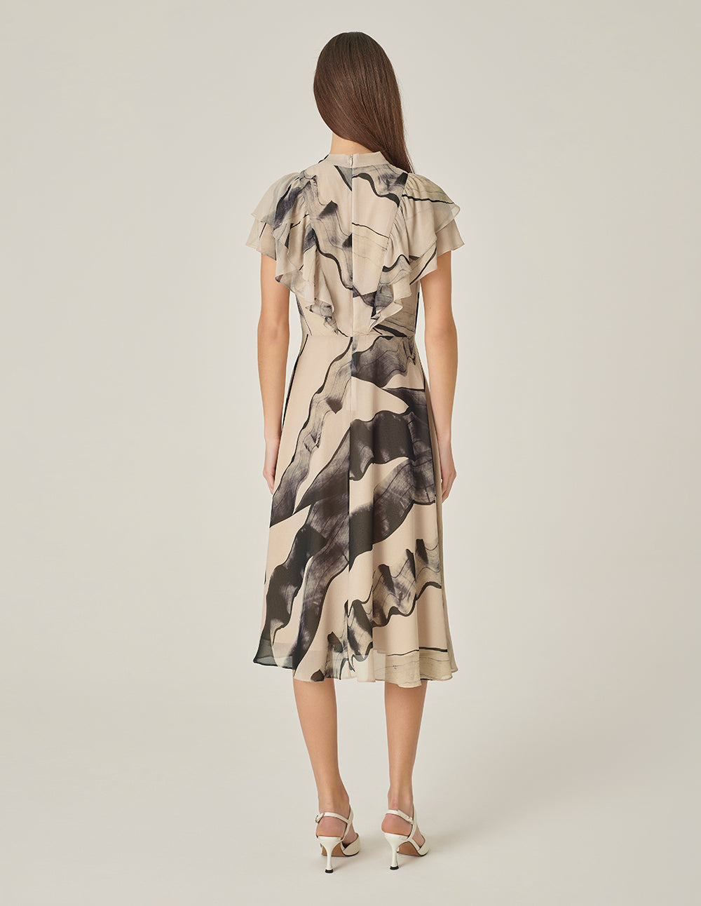 MARYLING Ink Glacier Printed French Tea Break Dress