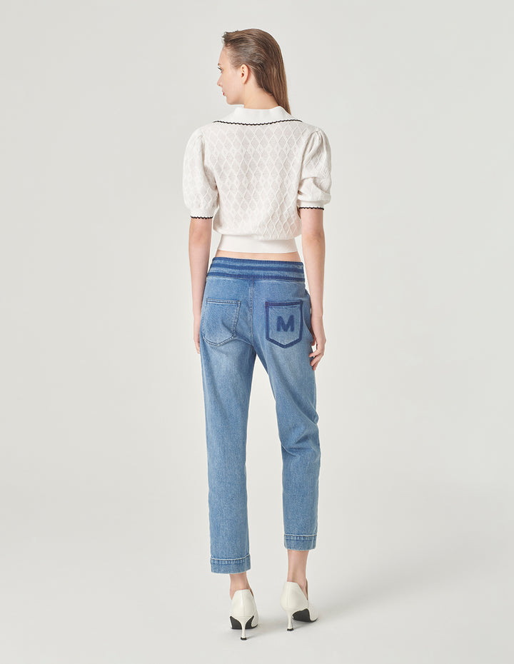 MARYLING Contrast Colour Polo Knitted Jumper