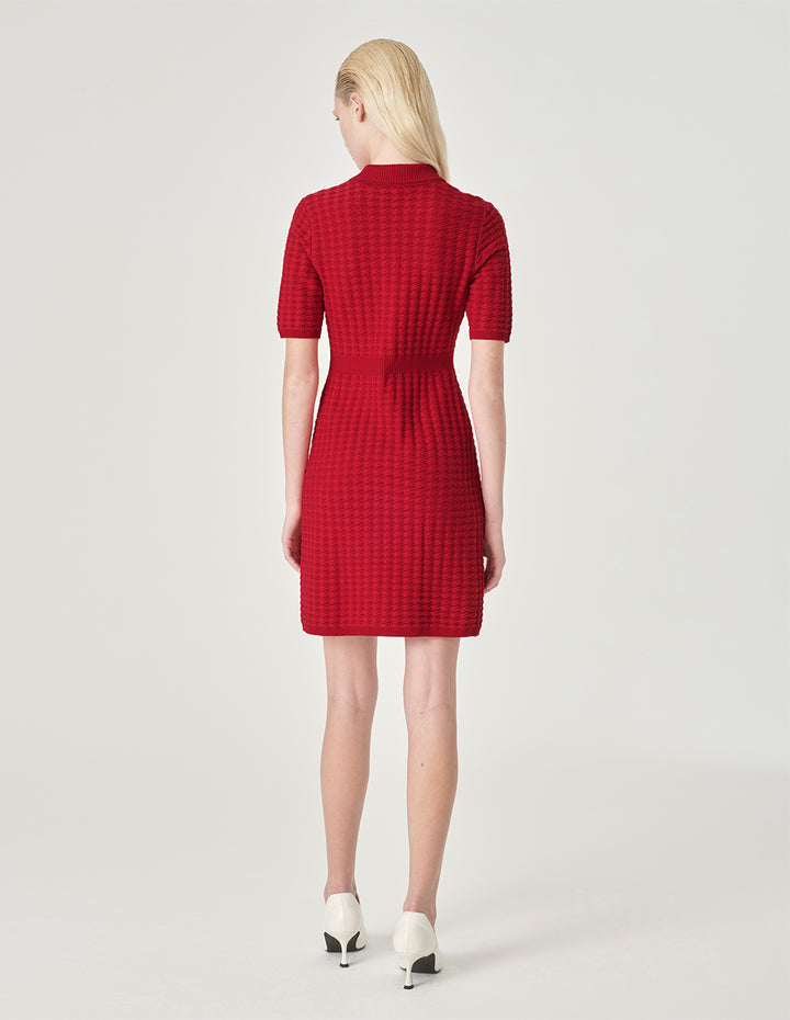MARYLING Shirt Collar Knitted Dress