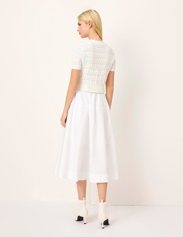 MARYLING Elastic High-Waist High-Count Cotton Knee-Length Skirt