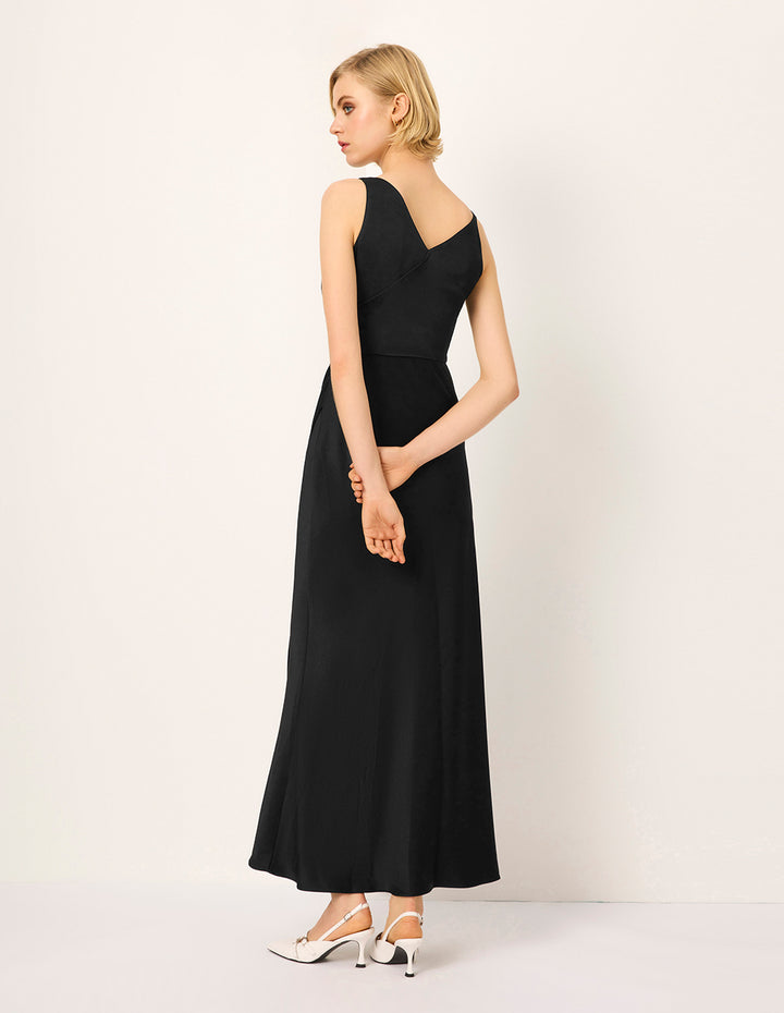 MARYLING V-Neck Sleeveless Off-Shoulder Slip Empire-Waist Evening Gown
