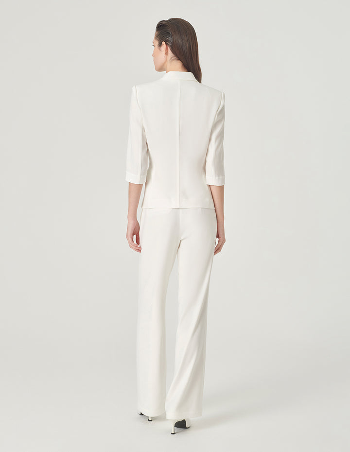 MARYLING White Pleated Strappy Blazer