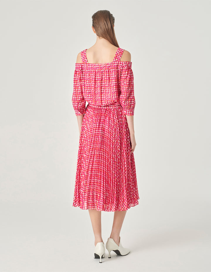 MARYLING Houndstooth Off-Shoulder Halter Top