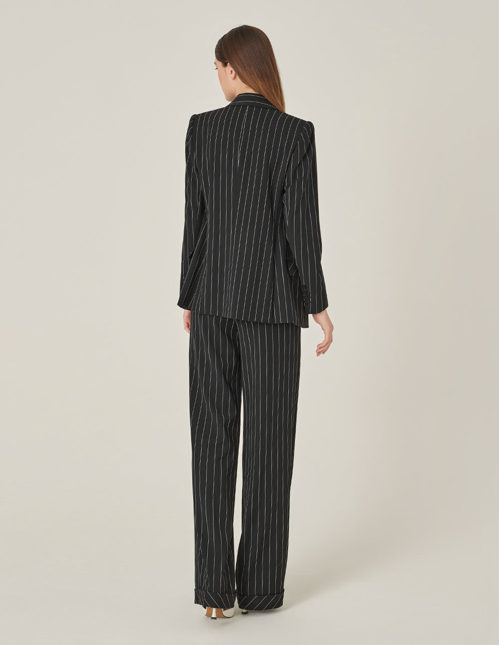 MARYLING Black And White Striped Straight Pants