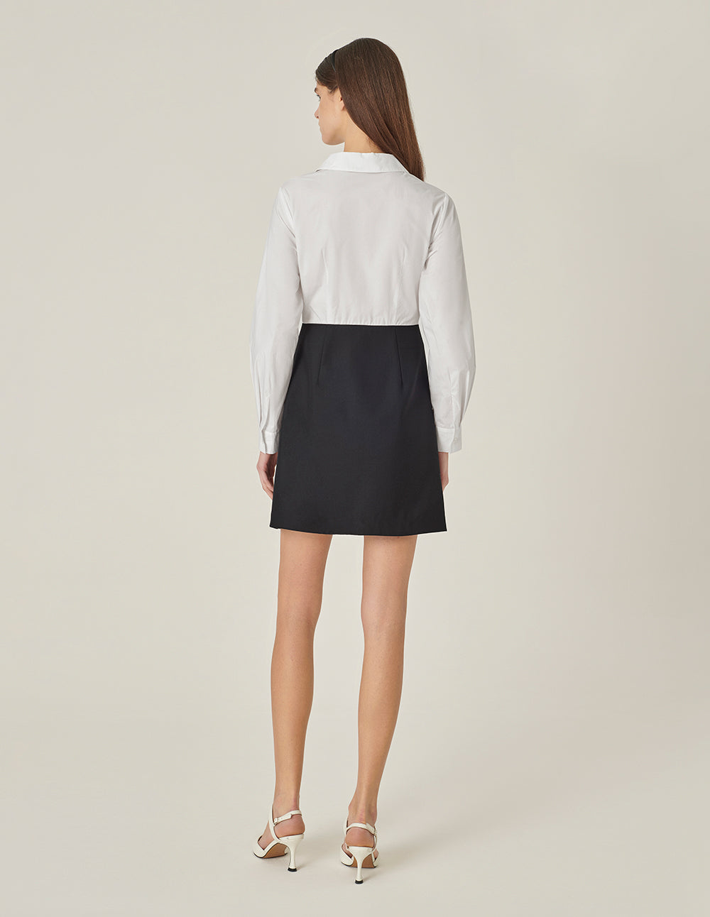 MARYLING Black And White Contrast Shirt Dress