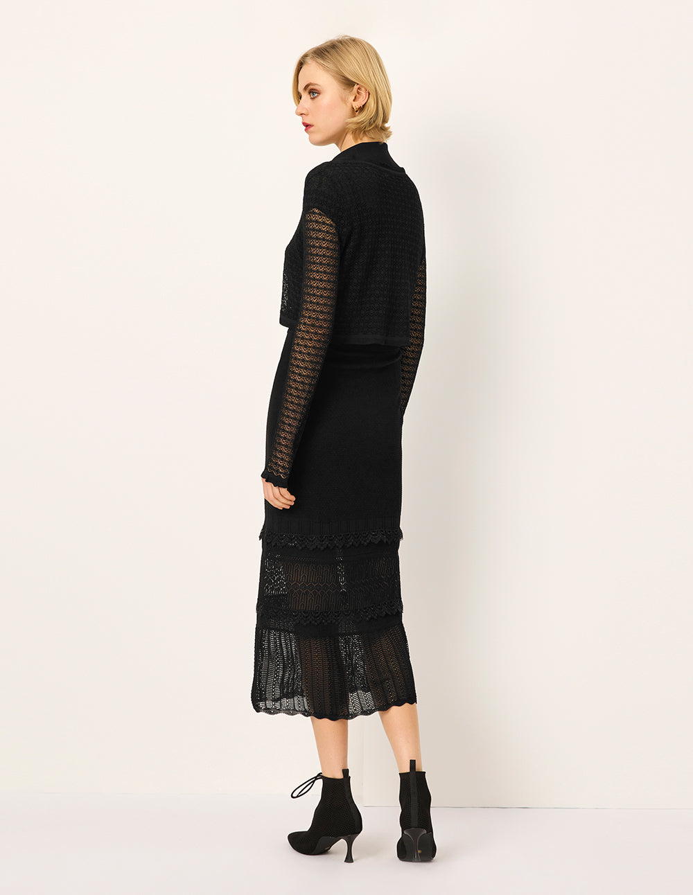 MARYLING V-Neck Long-Sleeve Sheer Hollow Knit Cardigan