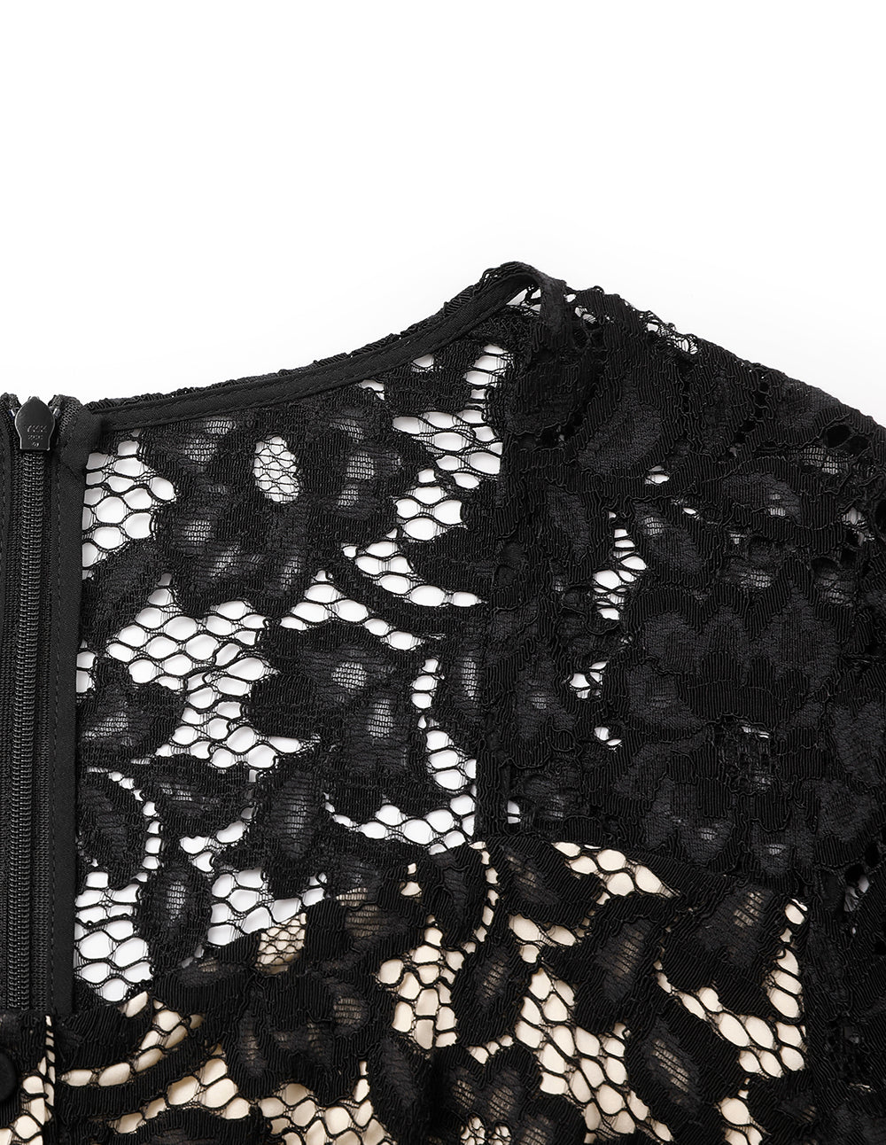 MARYLING Puff Sleeve Fishtail Lace Dress