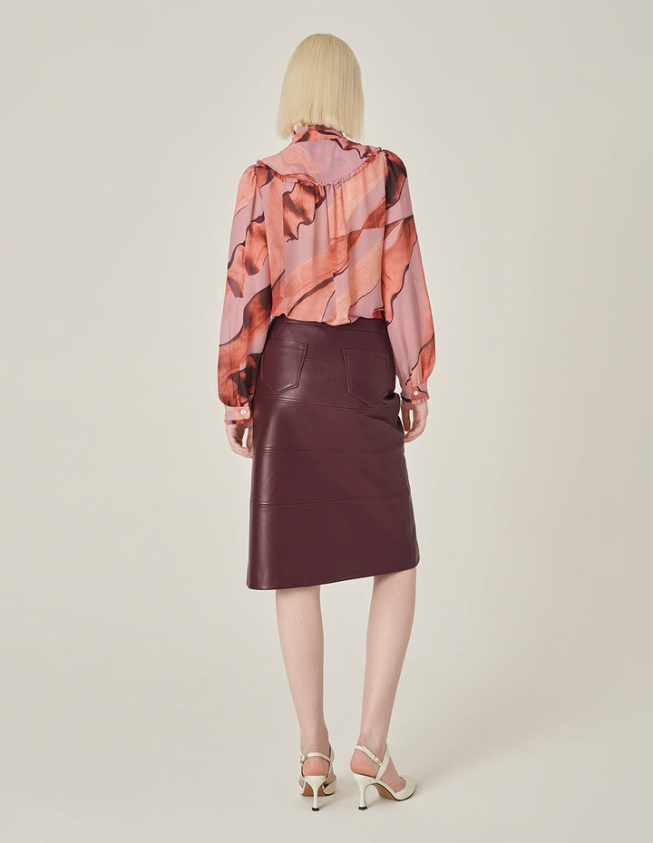 MARYLING Burgundy Fishtail Sheep Skirt