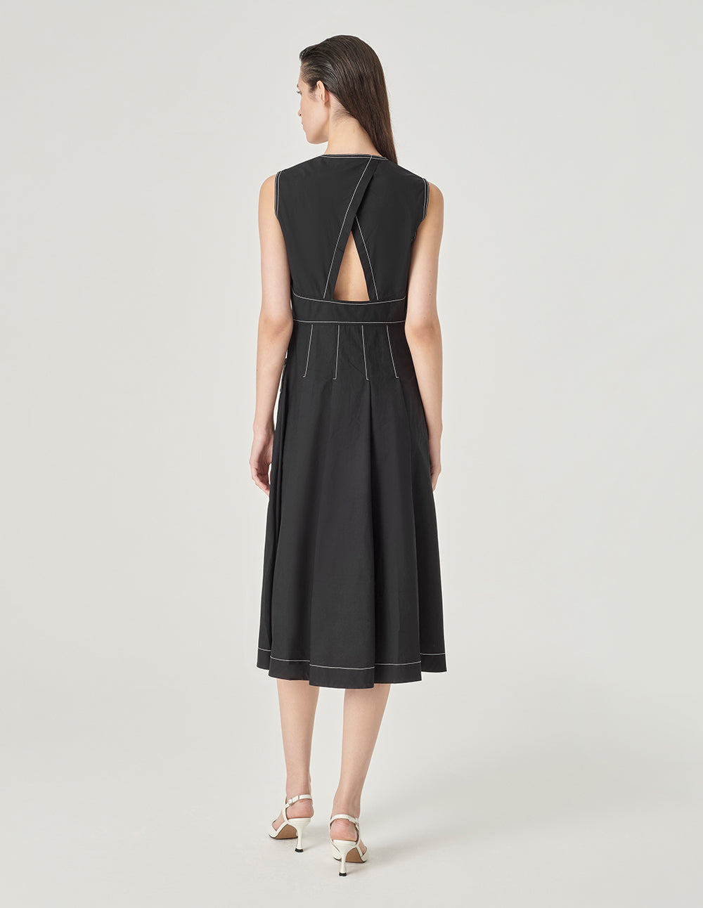 MARYLING Contrast Color Line Wide Swing Dress