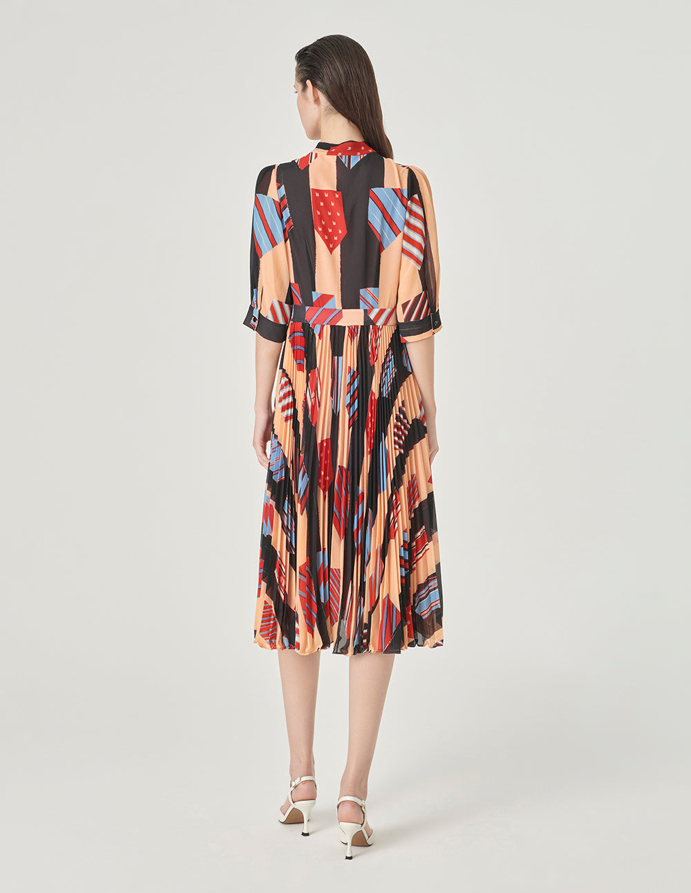 MARYLING V-Neck Mid-Sleeve Printed Dress