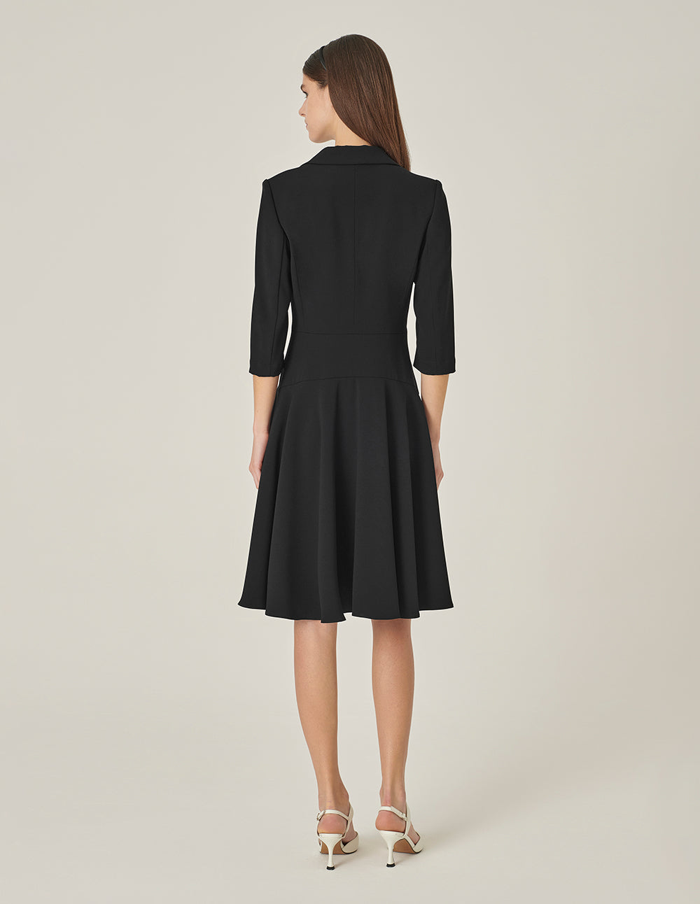 MARYLING V-Neck A-Hem Black Suit Dress