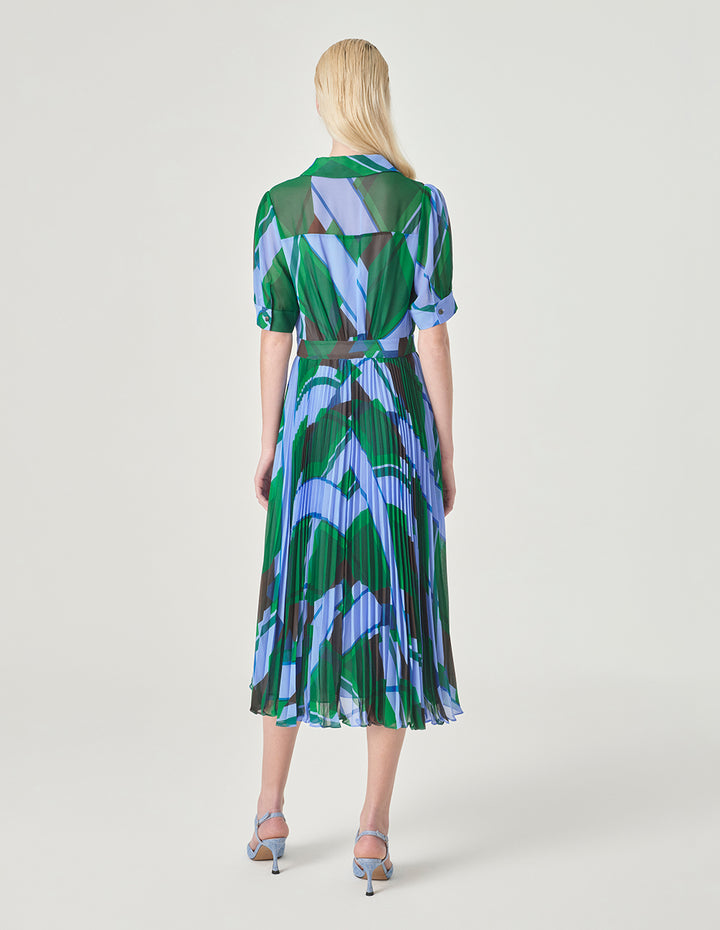 MARYLING V-Neck Shirt Collar Mid-Sleeve Dress