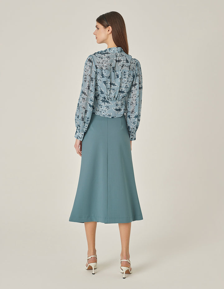 MARYLING Side-Tie Printed Fitted Top