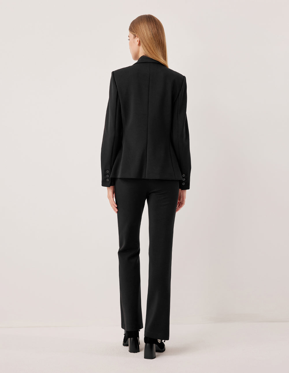 MARYLING Peak Lapel Long Sleeve Waist-Cinched Single-Breasted Blazer