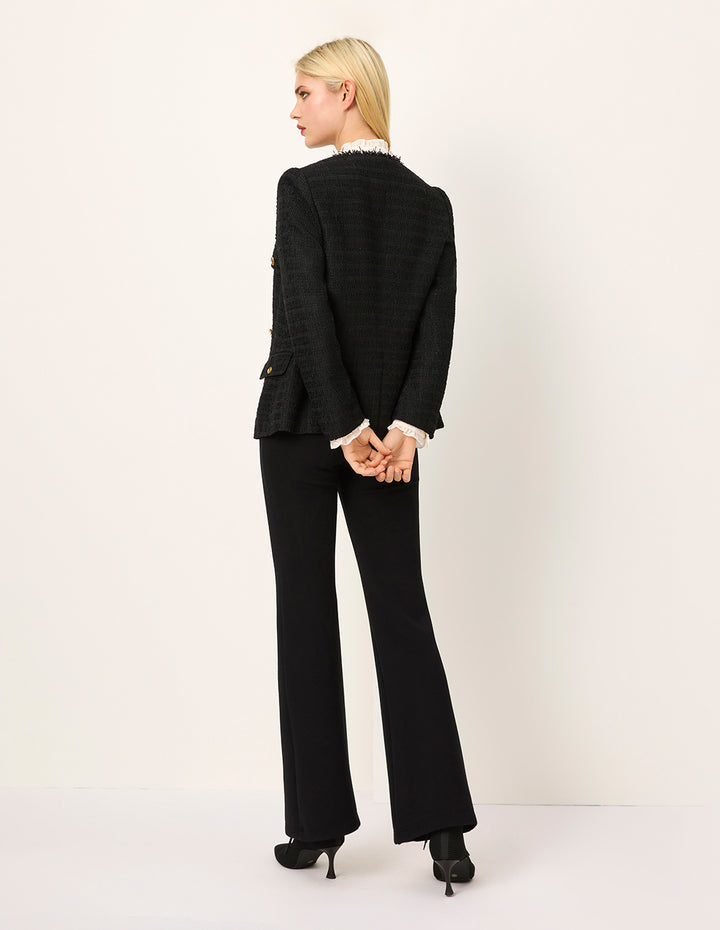 MARYLING Peaked Lapel Double-Breasted Tweed Blazer