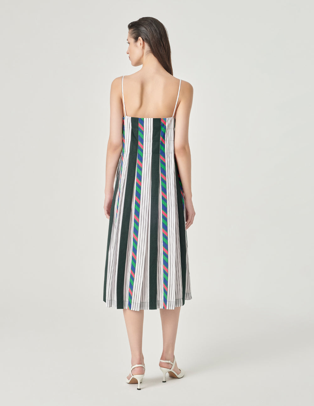 MARYLING Colour Striped Cotton Strappy Dress