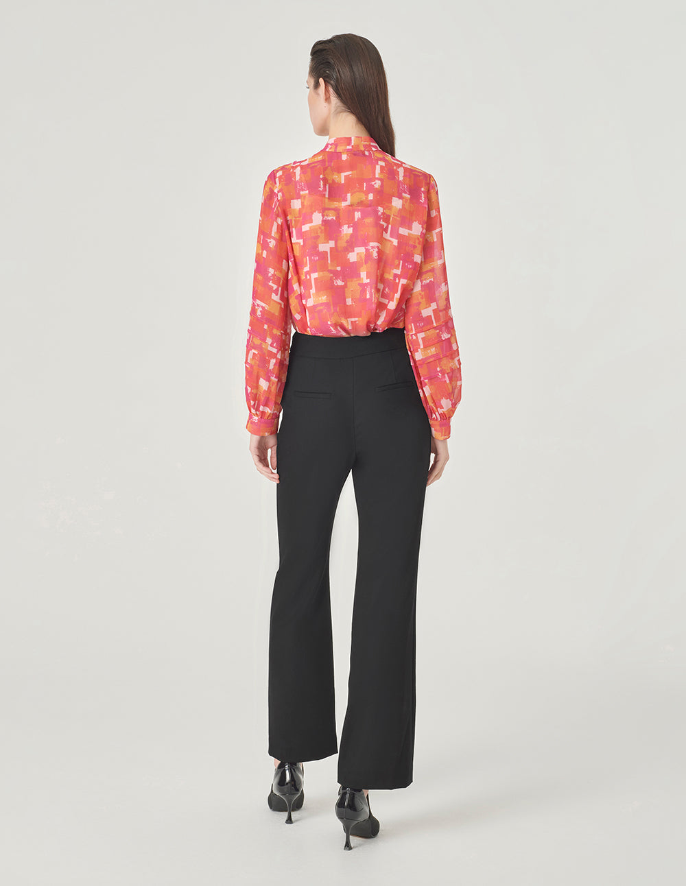 MARYLING Black Metal Buckle Detail Straight-Leg Pants