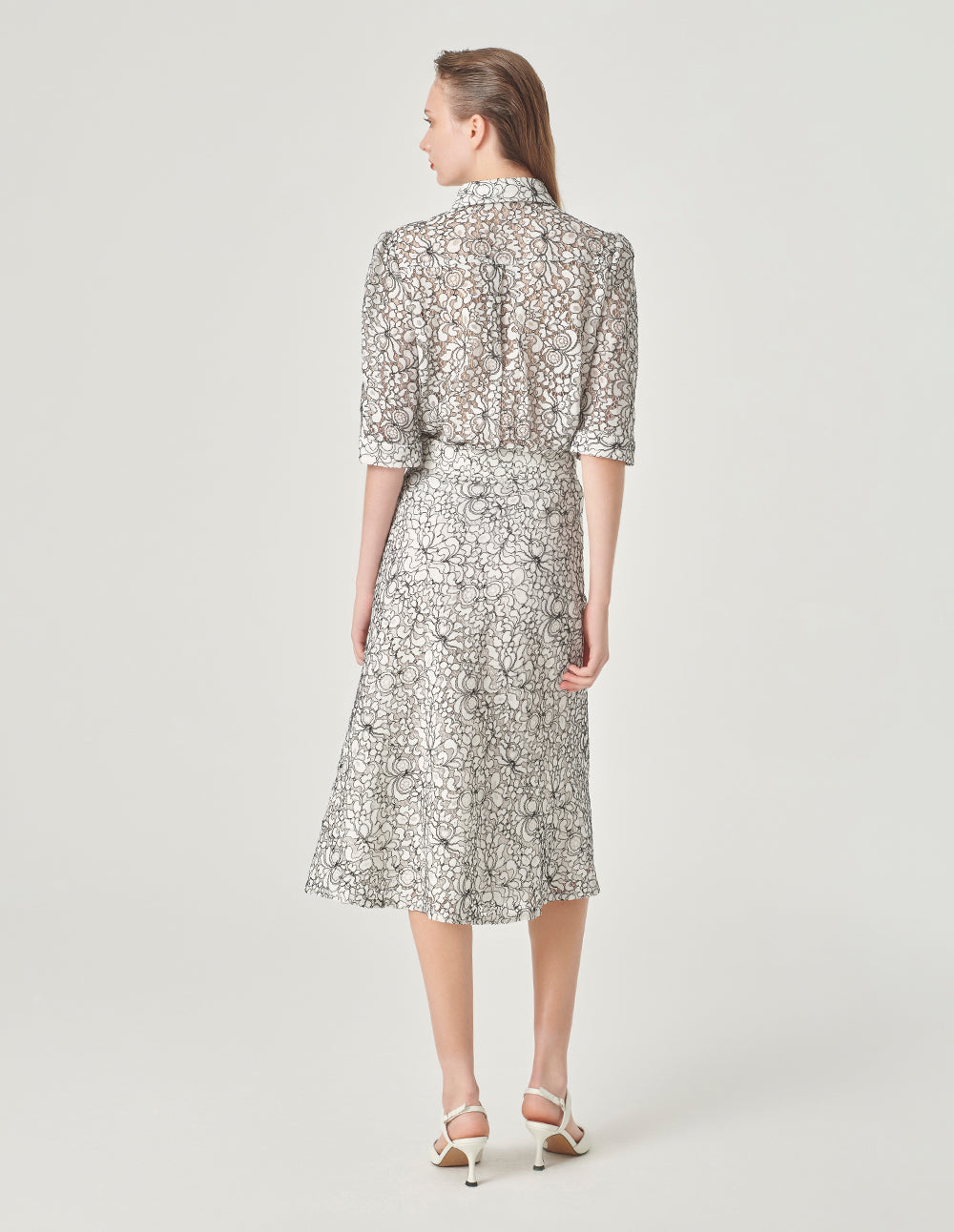 MARYLING Contrast Color Lace Fishtail Skirt