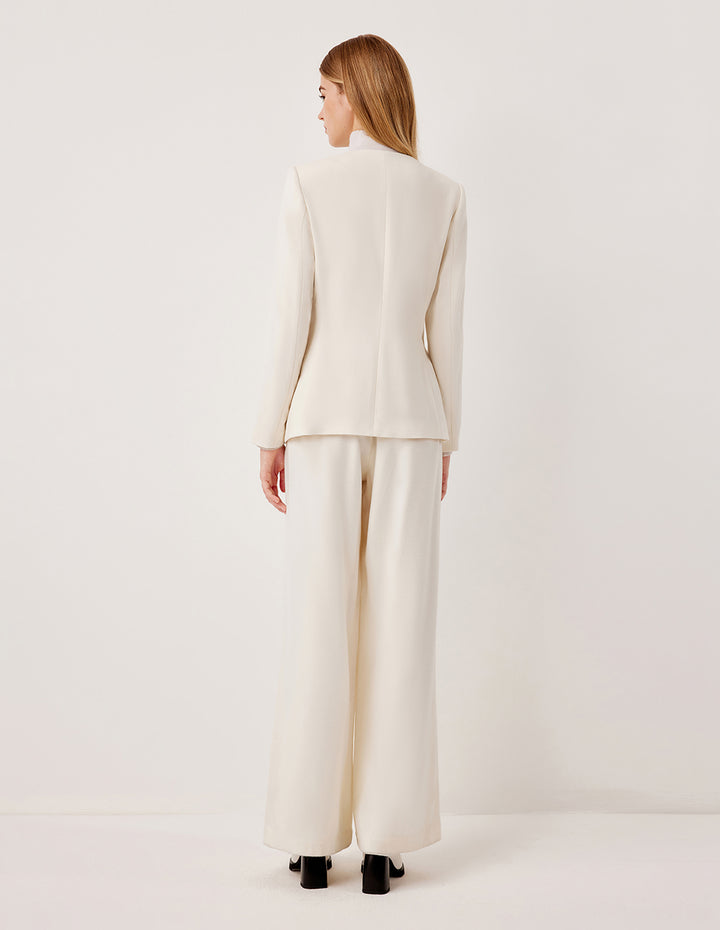 MARYLING Wide-Leg Straight Cut Wool Trousers