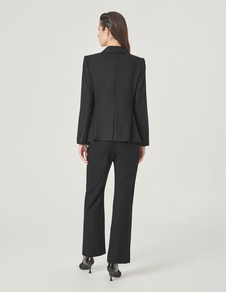 MARYLING Black Peaked Lapel Double-Breasted Blazer