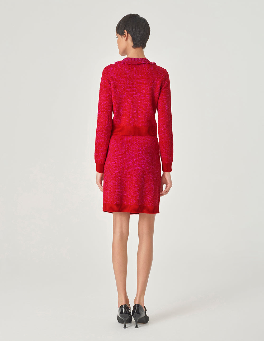 MARYLING Berry Red Knitted Skirt
