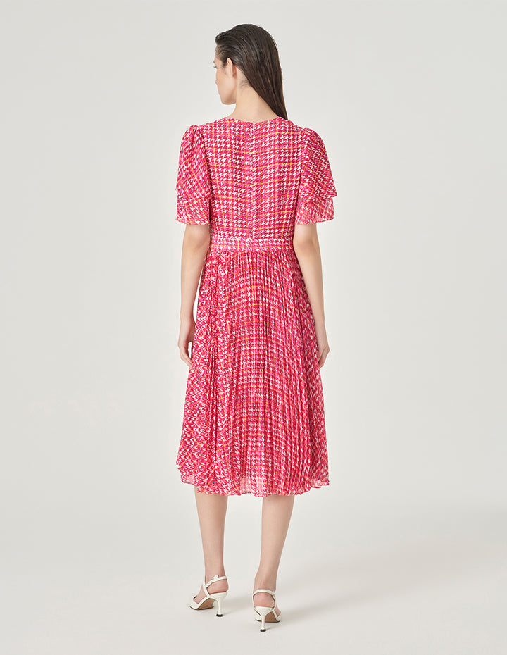 MARYLING Houndstooth Sunpleat Dress