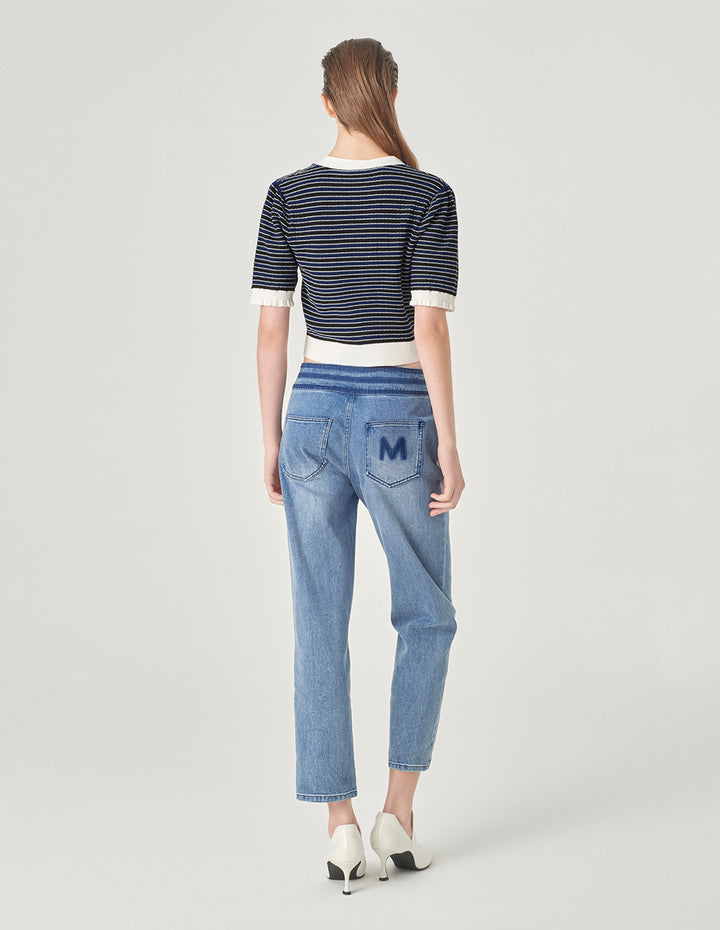 MARYLING Colour Block V-Neck Knitted Cardigan