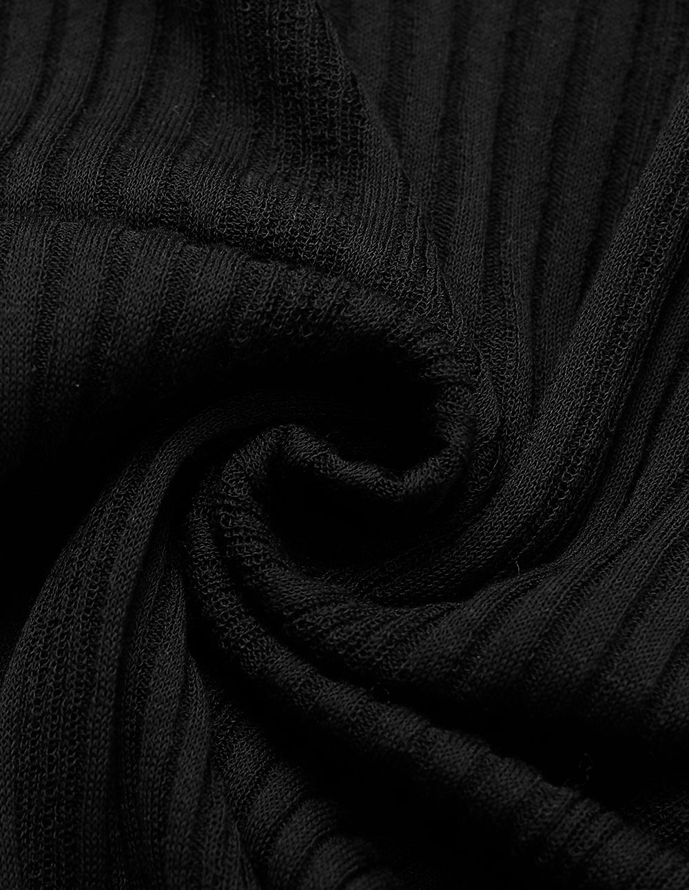 MARYLING High-Collar Tie-Front Long-Sleeve Fitted Black Thin-Pullover