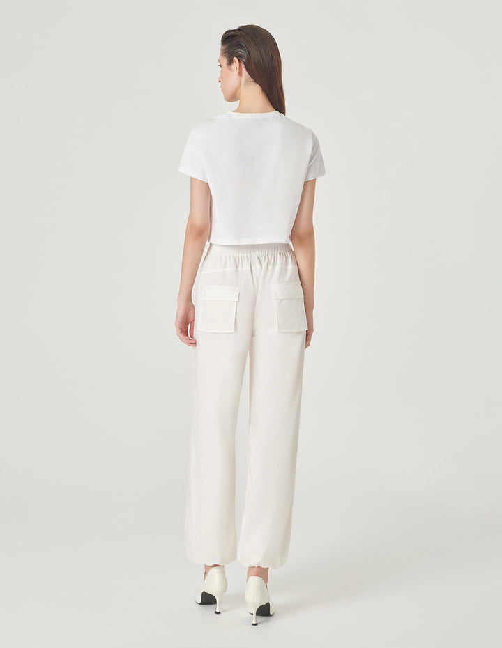 MARYLING White Embroidered Short T-Shirt