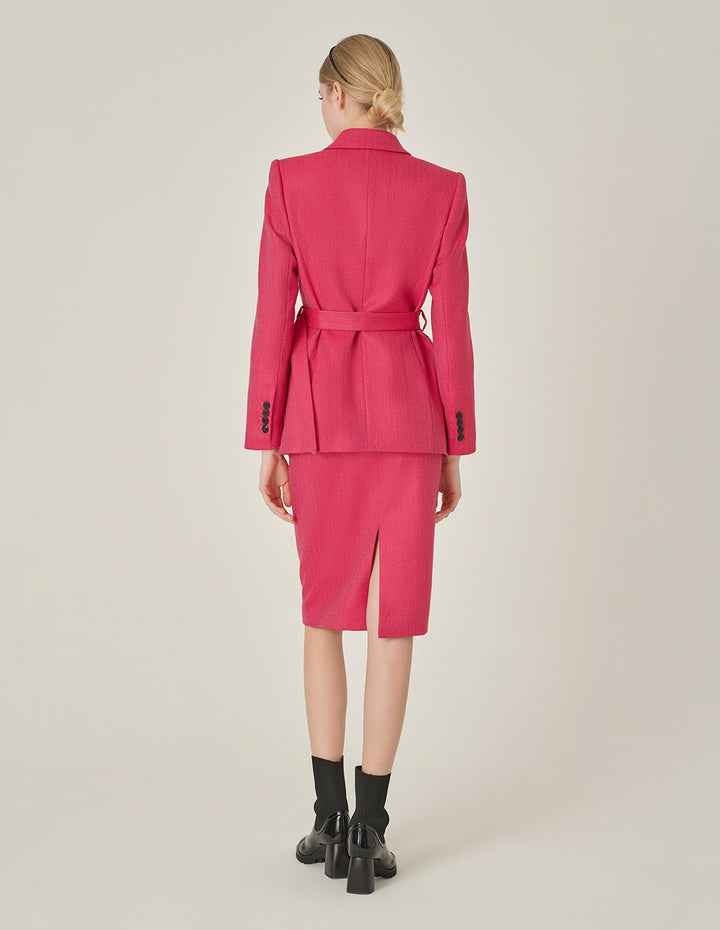 MARYLING Red Herringbone Single-Breasted Wool Jacket