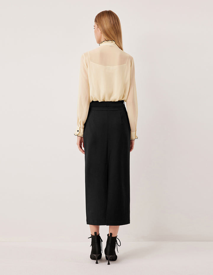 MARYLING Simple Straight Knee-Length Skirt