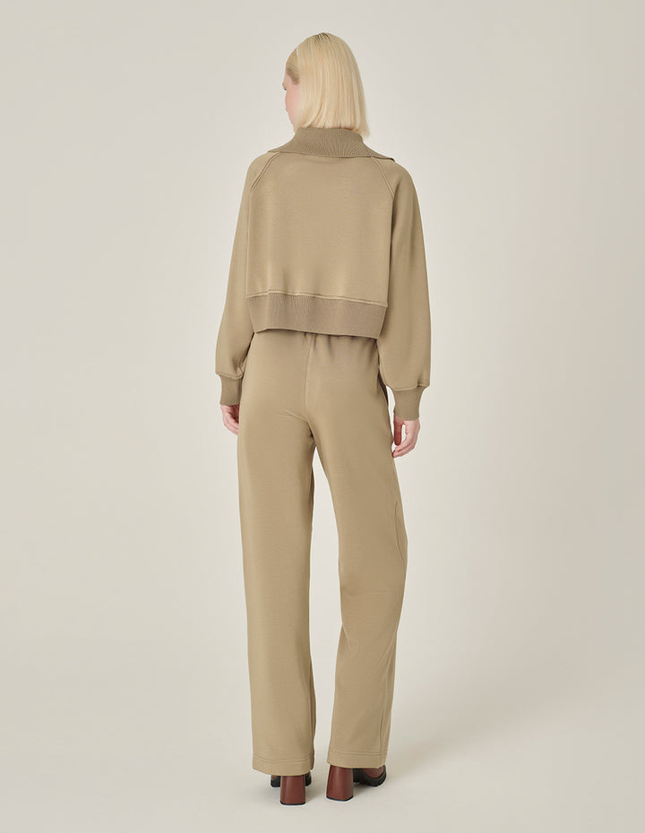 MARYLING High-Collared Camel Shearling Zipped Jumper