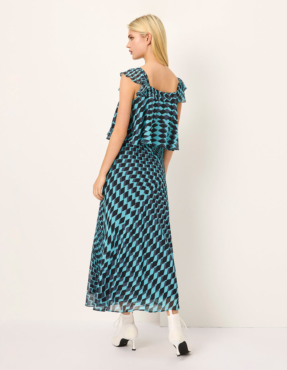 MARYLING A-Line Geometric Print Knee-Length Skirt