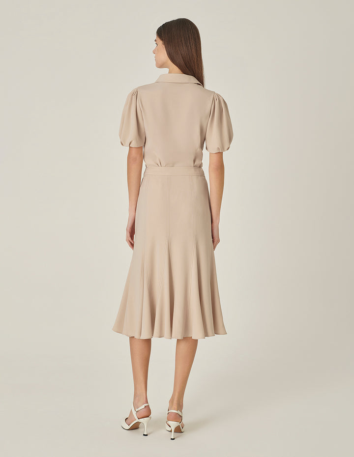 MARYLING Geometric Design Apricot Fishtail Skirt