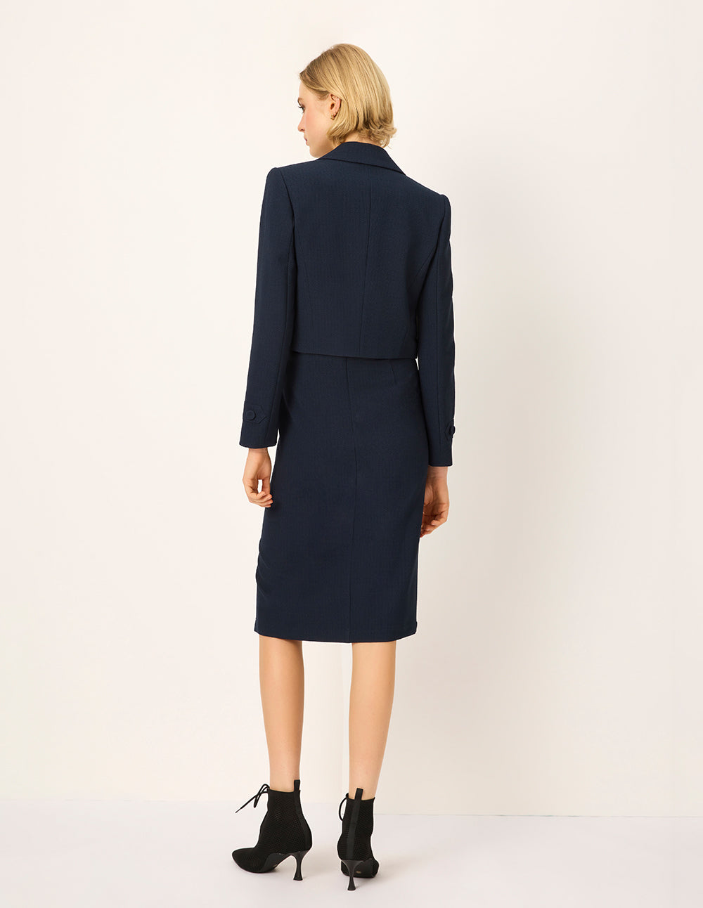 MARYLING Dark Blue Slit Knee-Length Skirt