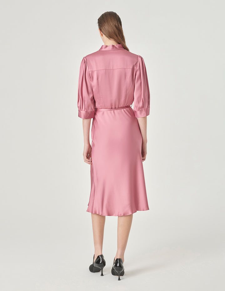 MARYLING V-Neck Short Sleeves Pink Fishtail Dress