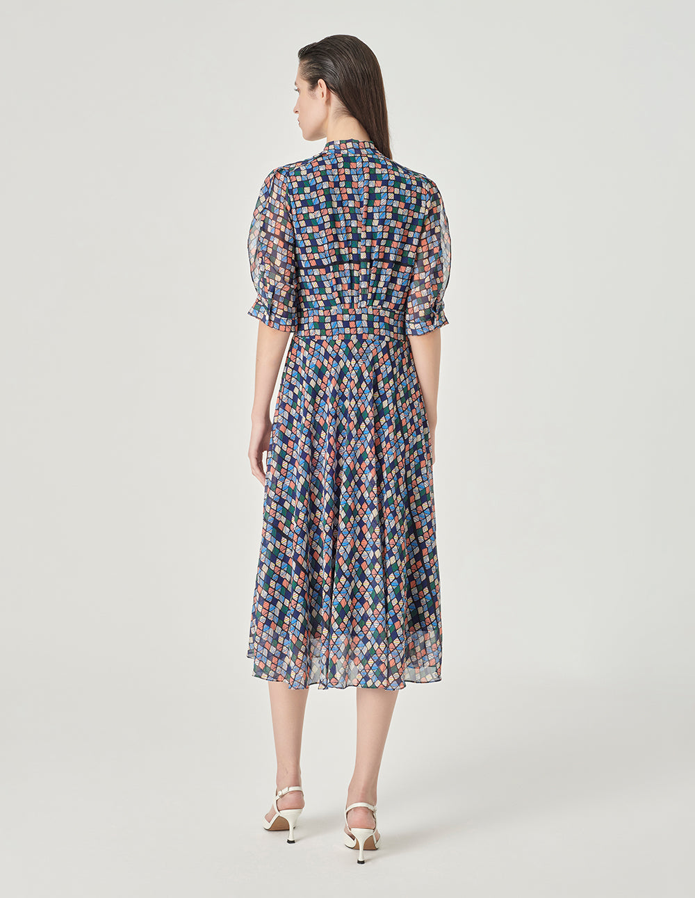 MARYLING V-Neck Strappy Plaid Print Dress