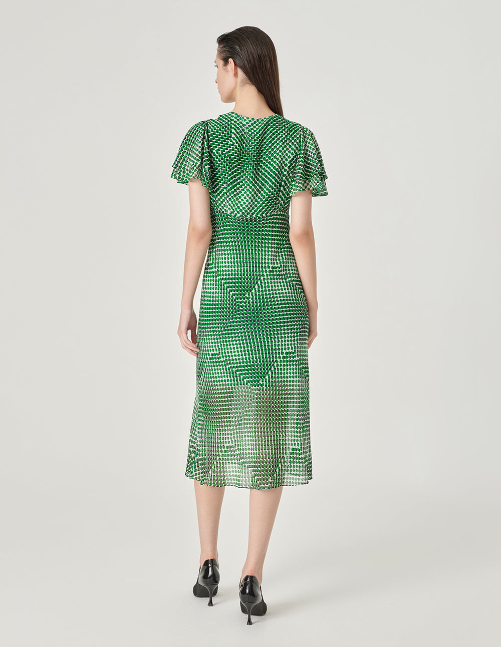 MARYLING Short Sleeve Ruffled Empire Waist A-Hem Dress